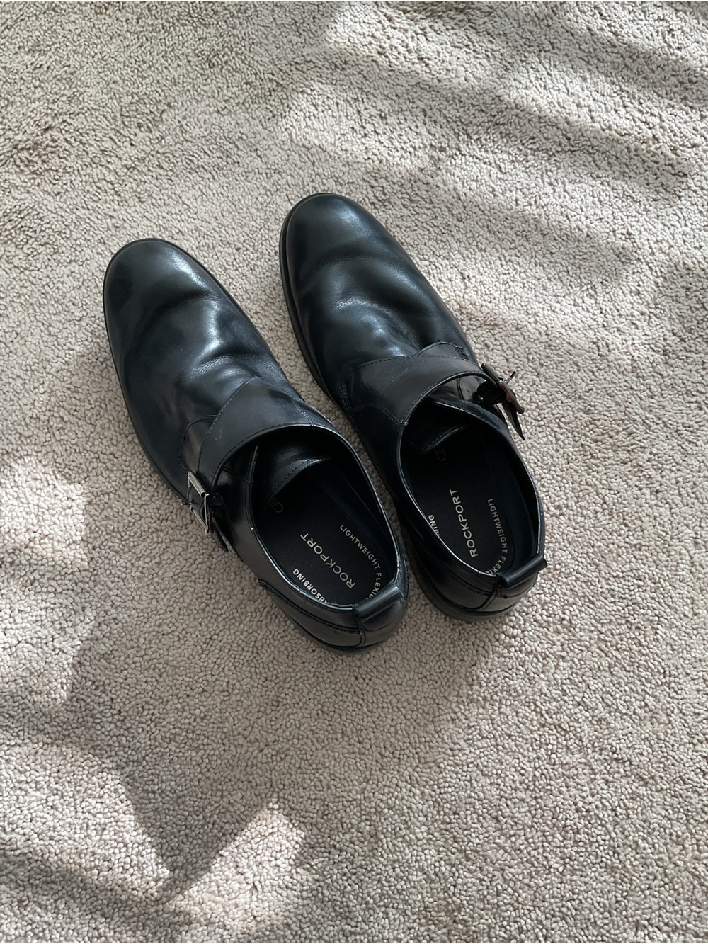 Rockport Black Leather Single Monk Strap Dress Shoes